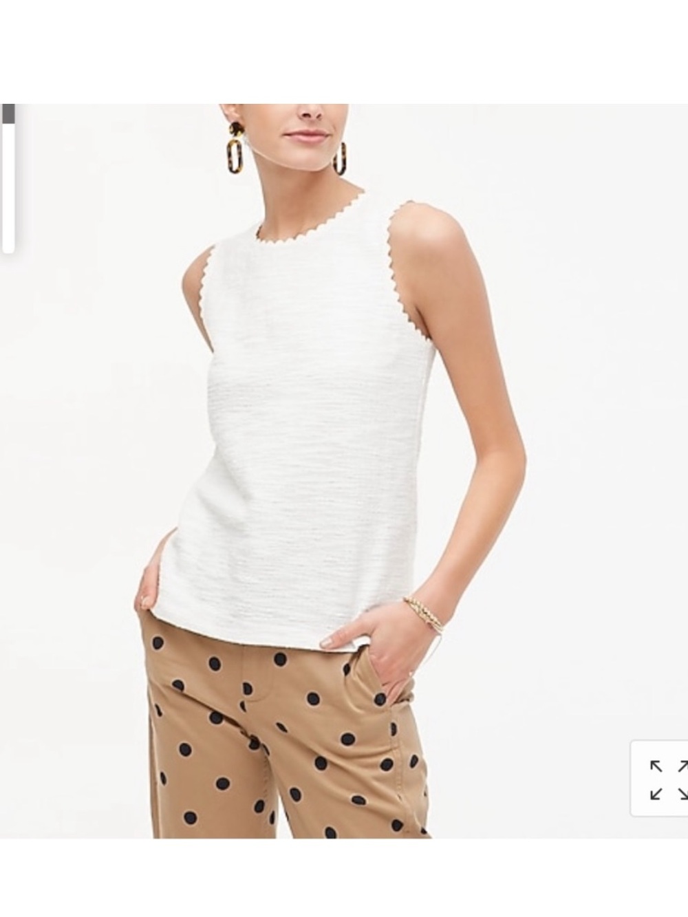 NWT J Crew Textured tank top with scallop trim Sz S
